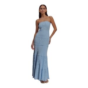 Meshki Cornflower Blue Finley Pointelle Knit Maxi Dress (NWT)